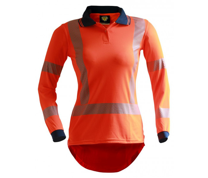 Caution TTMC-W17 Segmented Tape Womens L/S Microfibre Polo